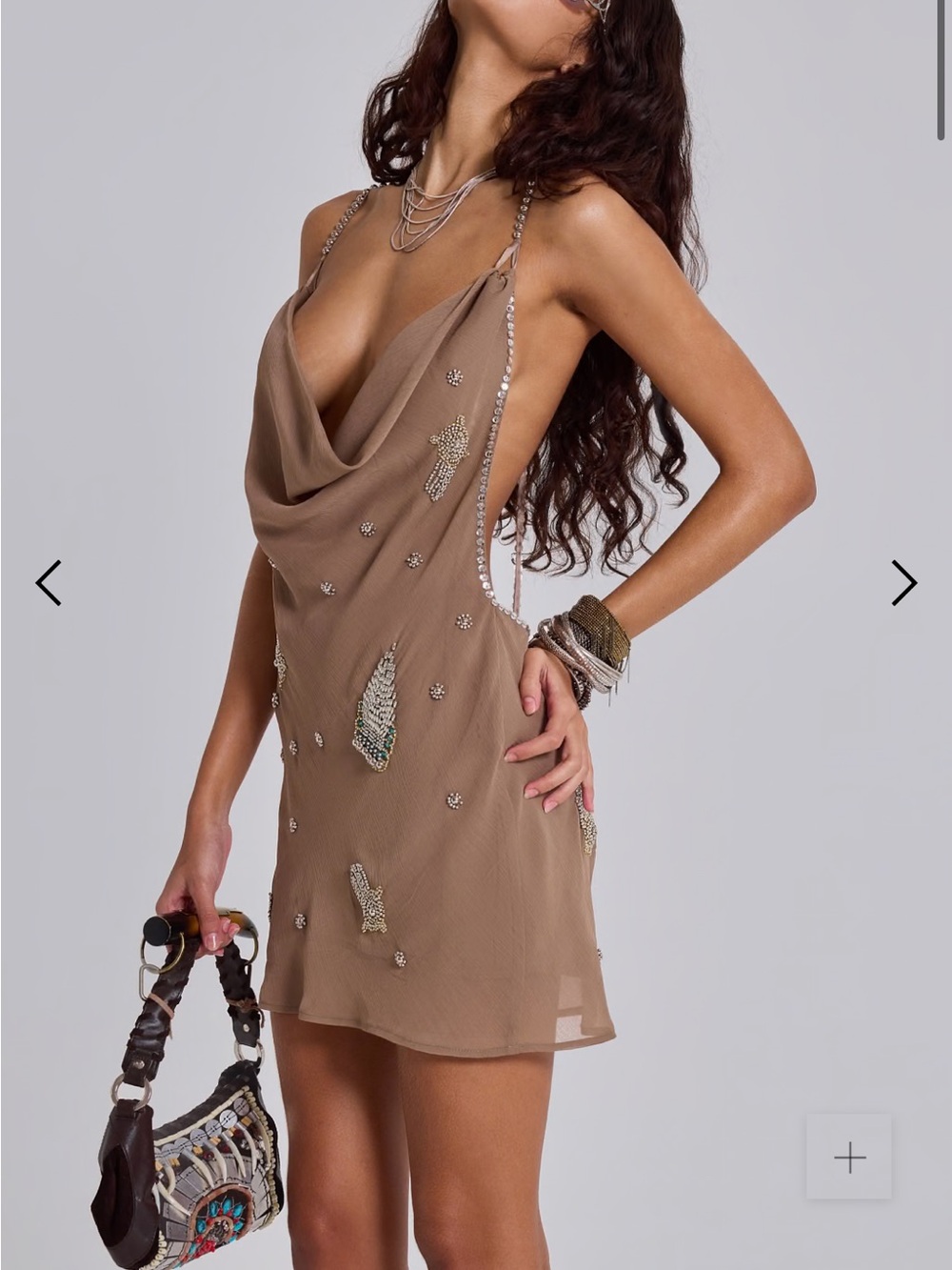 Jaded London Doure Embellished Backless Mini Dress US 6 NWT Embellished Studded - Picture 4 of 15